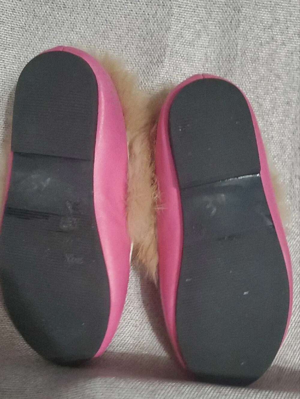 Lola+The Boys: Pink Embroidered Bee Fur-Trim Slip-On Loafers